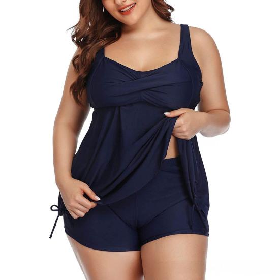 2Pcs/Set Summer Swimsuit Set Sporty Style Suspender Vest Tankini Tops Printing Shorts Set Split Design