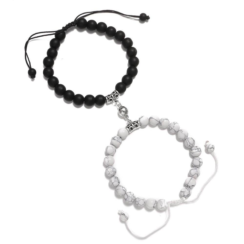 Мода 2 шт./компл. натуральный камень бусины браслет для йоги для влюбленных расстояние магнит пара браслеты ювелирные изделия дружбы