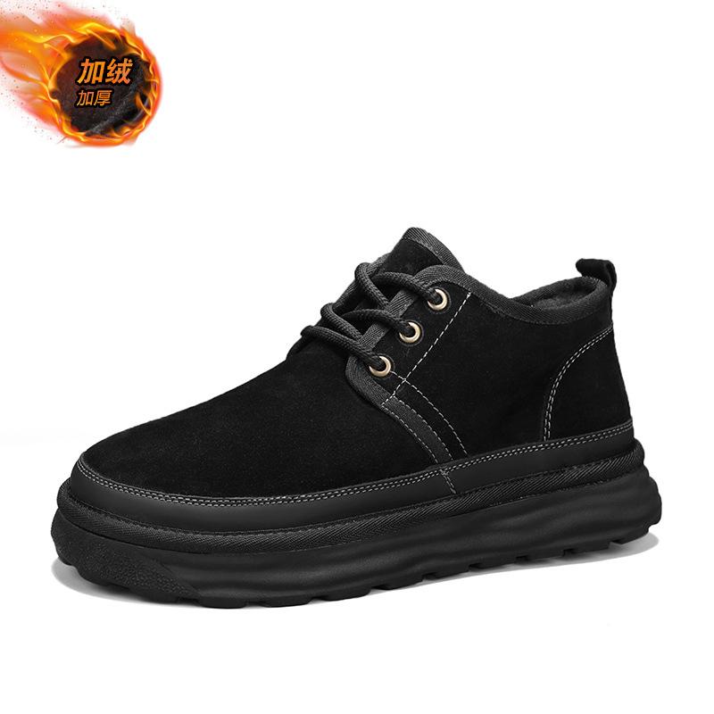 Новые зимние бархатные теплые утолщенные круглые зимние ботинки мужские защитные ботинки из хлопка с высоким берцем ботинки для улицы на толстой подошве