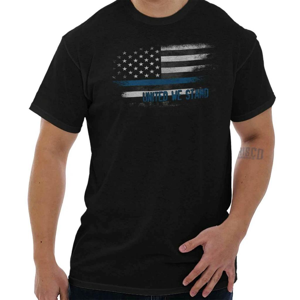 Blue Lives Matter США В единстве сила Полиция Женская или Мужская Футболка с круглым вырезом
