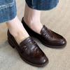 Sheepskin Version~ Retro Leather Round Head Thick Heel One-pedal Loafers Women's British Commuting Versatile Single Shoes Small Leather Shoes