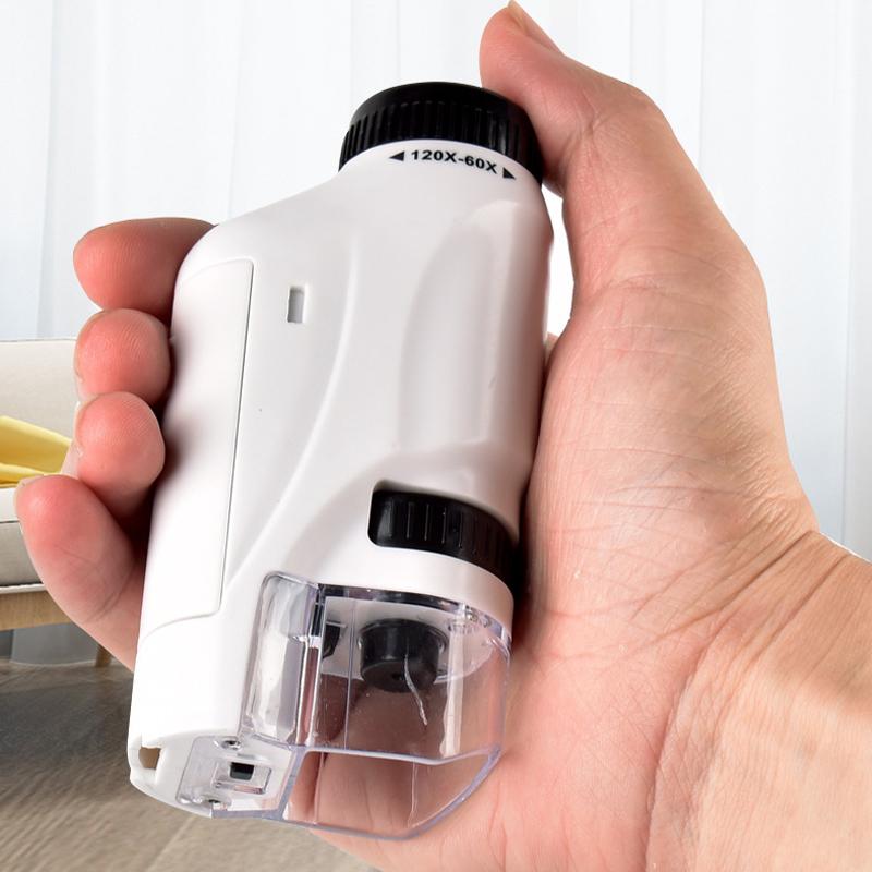 Комплект ручного микроскопа 60-120x карманный микроскоп на батарейках ручной мини-микроскоп со светодиодной подсветкой портативный микроскоп