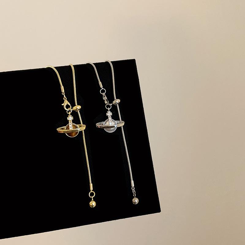 Ожерелье с трехмерной планетой Pull-Up, женское, легкое, роскошное, высокого класса, модное, темпераментное, элегантное, для поездок на работу, универсальное, на шею, цепочка для свитера