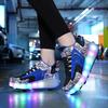 Runaway Shoes Double Wheel Boys Pulley Shoes Luminous Shoes LDE Lights Student Shoes Outdoor Sneakers Collapsible