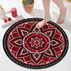 Large Round Bohemian Tribal Mandala Area Rug Red Black Geometric Ethnic Style Floor Decor for Living Room and Bedroom Decoration