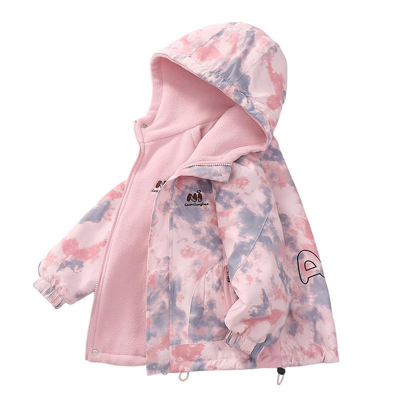 Двусторонняя зимняя куртка из велюрового флиса для девочек - Реверсивная ветровка для детей старшего возраста, идеально подходит для весеннего/осеннего катания на лыжах и активного отдыха на природе.