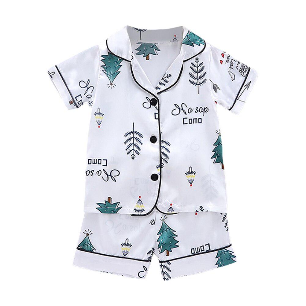 Шелковые пижамы Santin для мальчиков, одежда для сна с кавайным принтом для девочек, пижамный комплект, пижамный комплект, детская домашняя одежда для От 1 до 6 лет