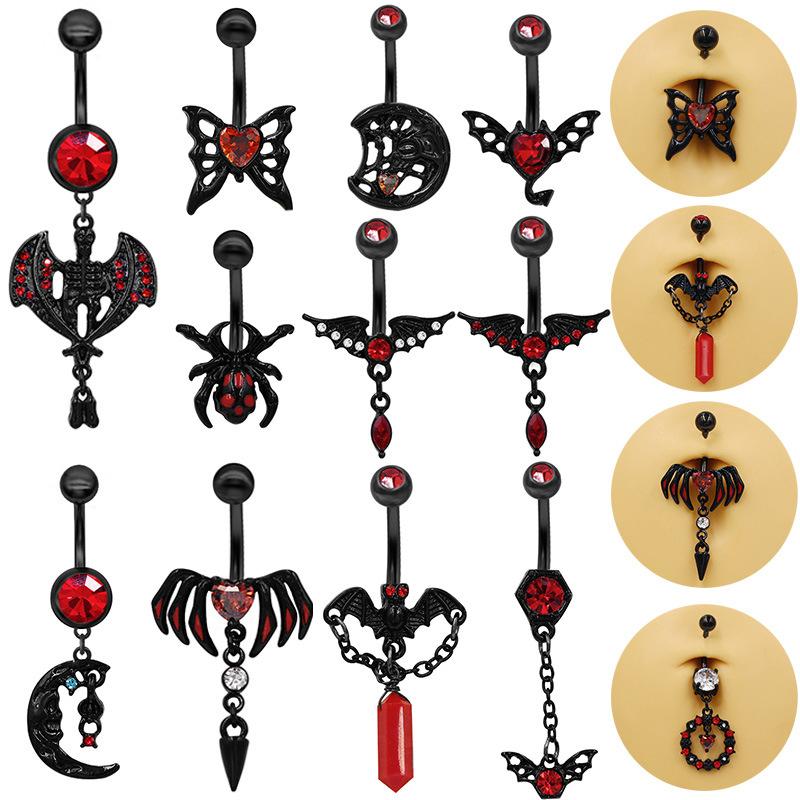 Кольца для пирсинга пупка в стиле готики-панка, летучей мыши и бабочки, для женщин и девочек, на Хэллоуин, украшения для тела, аксессуары, подарок