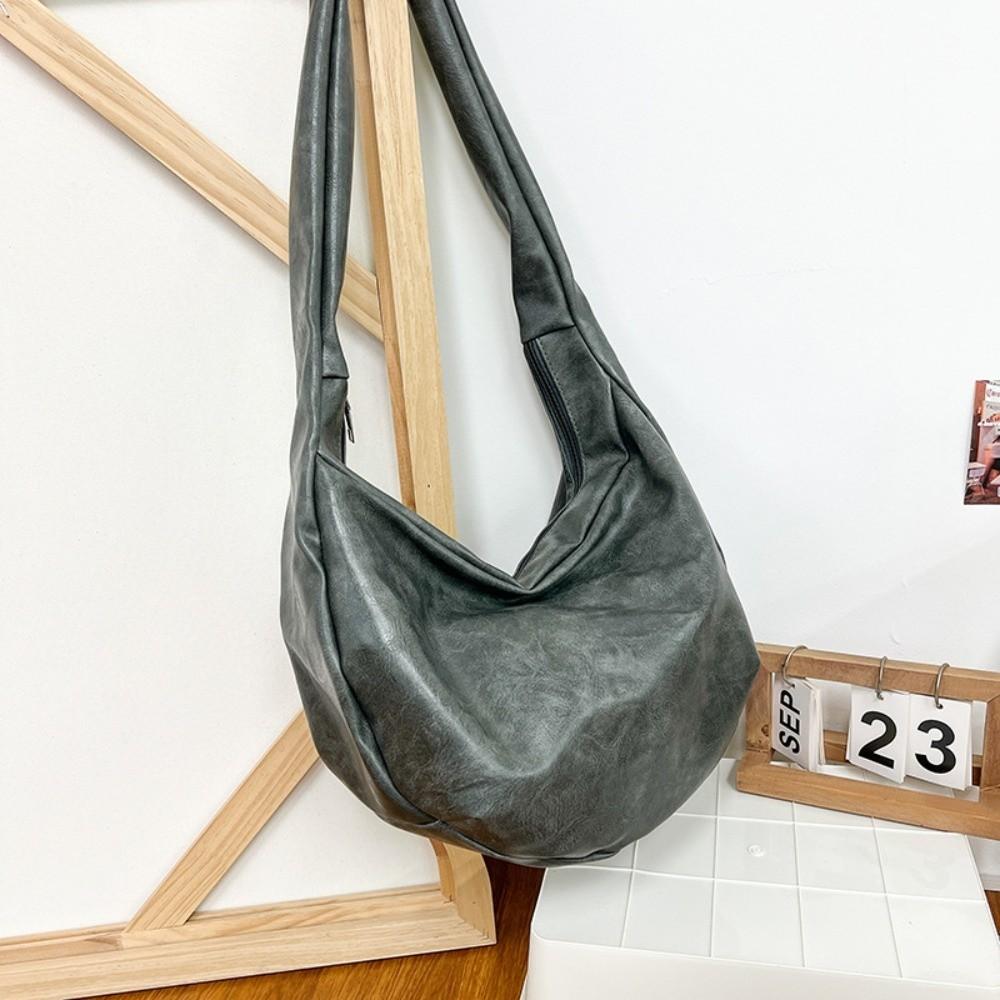 Japanese Style PU Leather Shoulder Bag Large Capacity Crossbody Bag Portable Male Dumpling Bag Man