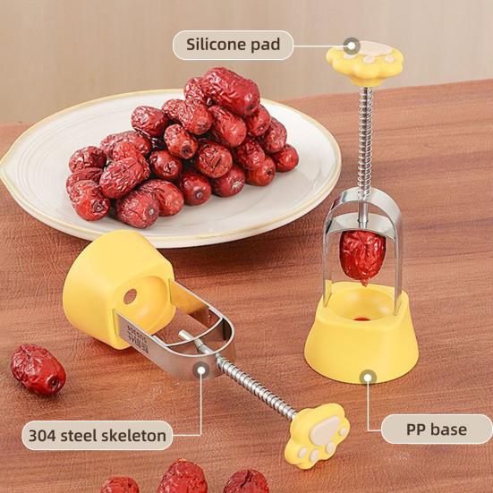 Удалитель косточек красного финика из нержавеющей стали, пресс-инструмент для удаления косточек финика, многоразовый удалитель сердцевины финика для кухни, пекарни