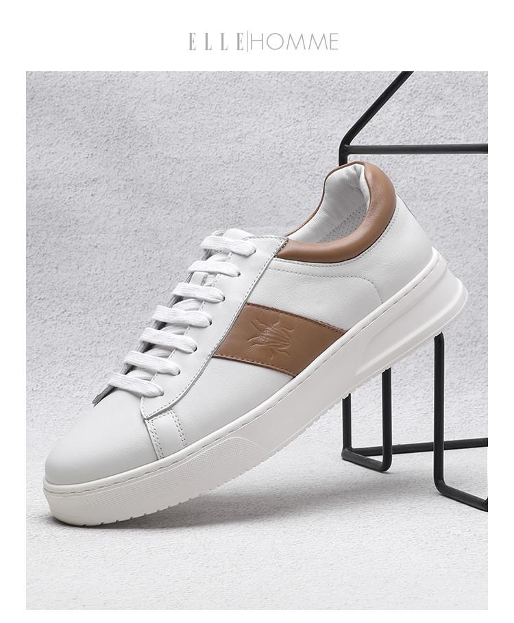 [French men's shoes] Men's top layer cowhide casual fashion board shoes, simple walking shoes, flat white shoes
