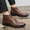 Luxury Men's Leather Boots Pointed Toe Banquet Men's Wedding Shoes Business Dress Shoes Men's High Top Shoes Short Boots