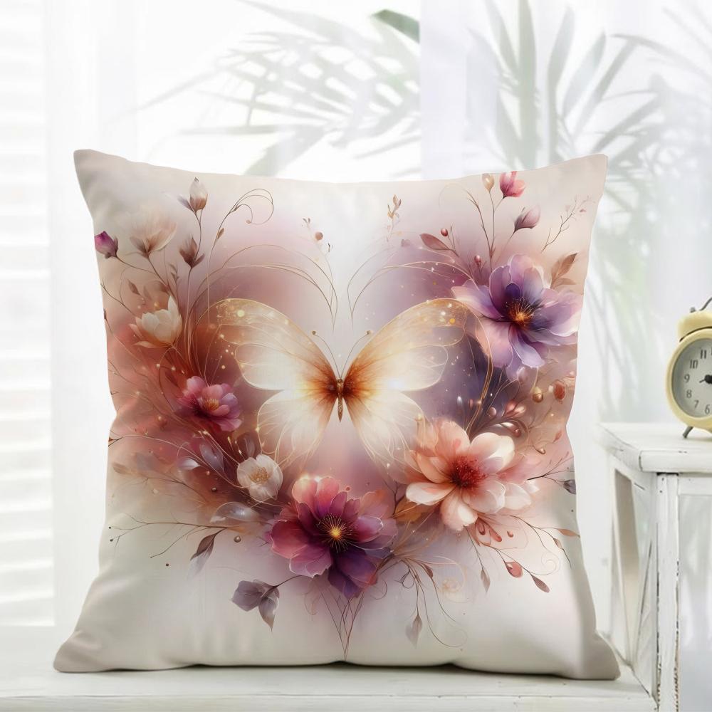 AAbstract Floral Heart Mushroom Pillow Art Cushion Cover Daily Washable Linen Pillowcase Soft for Sofa Bed Home Room Decor