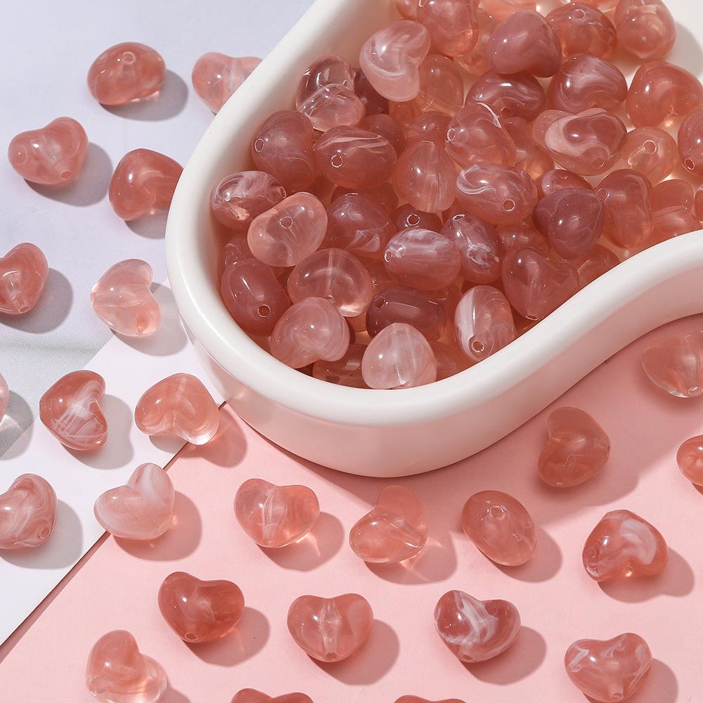 Imitation Stone Beads DIY Peach Heart Beaded Bracelet Pendant Jewelry Accessories