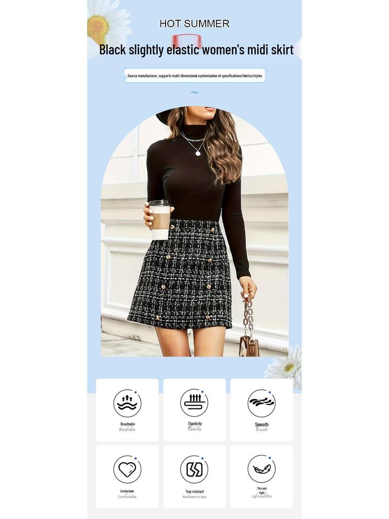 2025 Elegant Houndstooth Short Skirt - Autumn/Winter Fashion