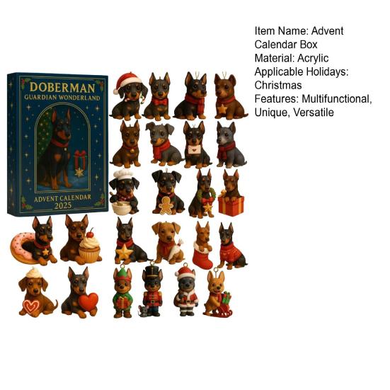 Адвент-календарь Doberman Guardian Wonderland 2025 Коробка для отсчета 24 дней Акриловый Мини