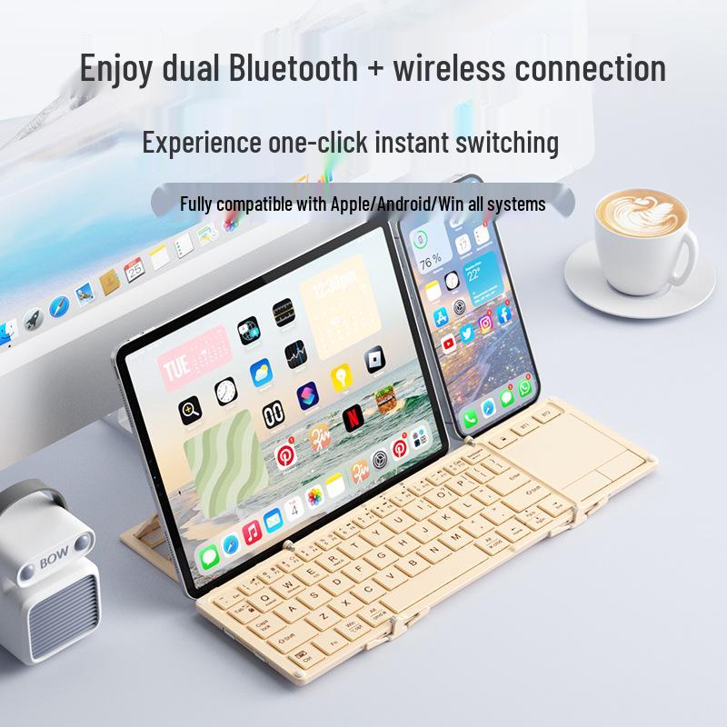 BOW Hangshi HD088F Двухрежимная складная беспроводная Bluetooth-клавиатура с подставкой для планшетов и телефонов