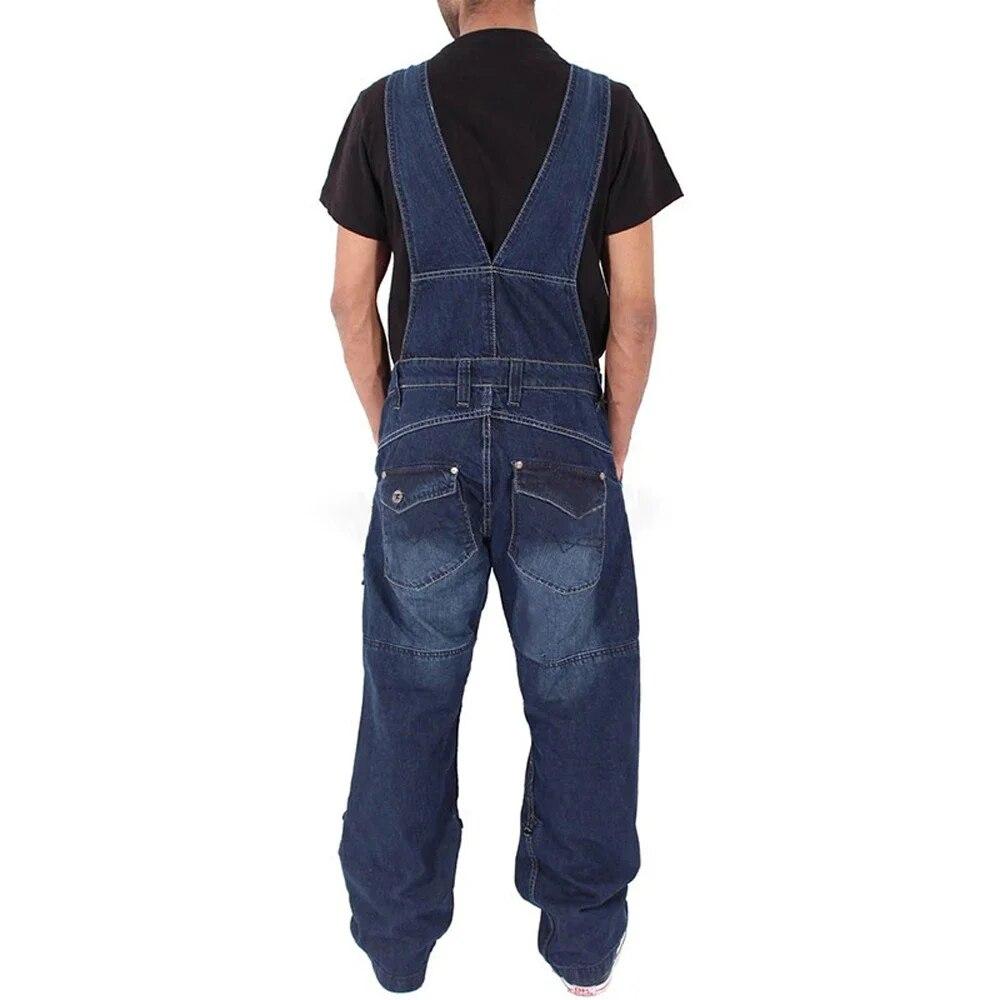 Men's Fashion Denim Work Pants Loose Multi-pocket Casual Workwear Suspenders Jumpsuit Street Casual Men's Wear M-5XL
