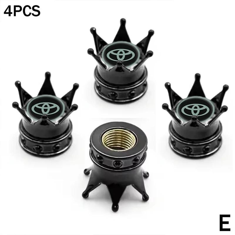 BBF1 4PCS Crown Style Tire Valve Stem Caps, Air Caps Cover, Aluminum Alloy Dustproof And Waterproof Valve Caps Cover For All Toyota