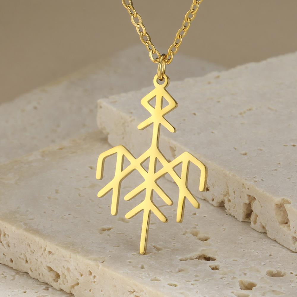 Ожерелье с рунами викингов Wardruna Старший Футарк Нордический амулет защиты Ювелирное изделие из нержавеющей стали Подвеска