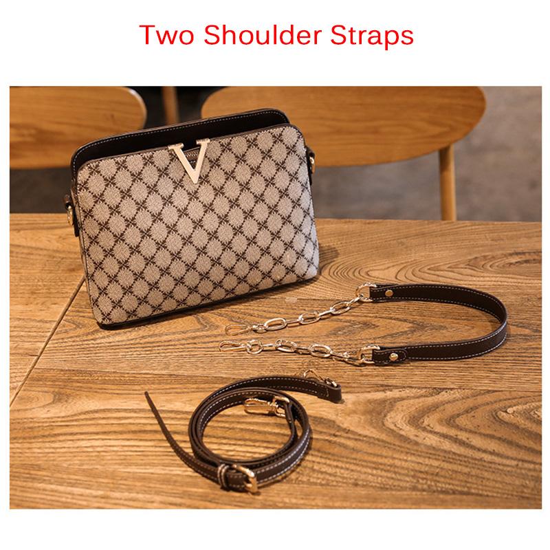 2025 Новая маленькая сумка через плечо Классическая монограмма Женская сумка через плечо Модная цепочка с двумя ремнями