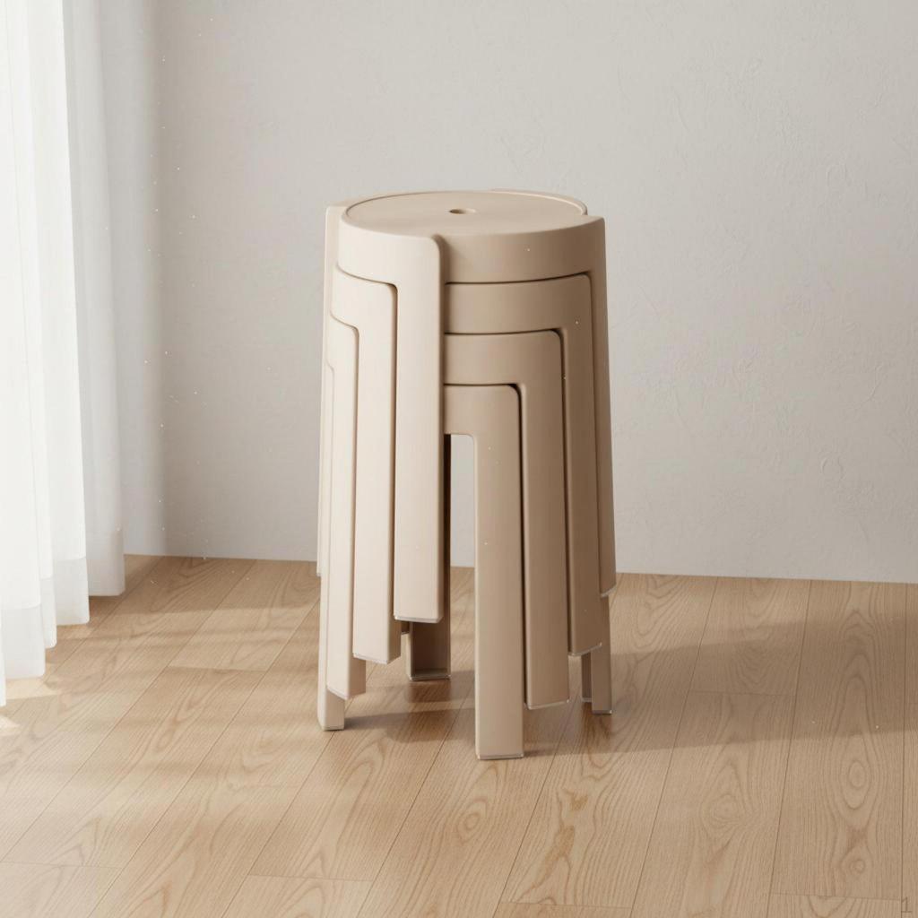 Stackable Stool SpaceSaving Round Thickened Material Backless Kitchen Chair for