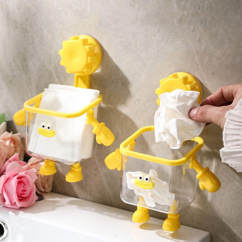 2 шт. Перфорированная стойка для хранения полотенец для лица в форме робота, прозрачный ящик для хранения, ванная комната