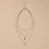 Vintage Alloy Moon Black Hemming Diamond Pendant Necklace Multilayer Chain Clavicle Chain