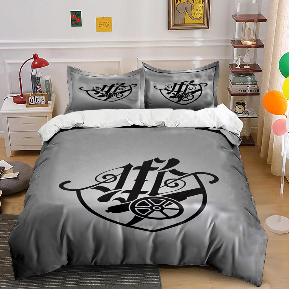 Gray Bedding Set with Cannon Emblem Design Bedding set (1 duvet cover, 2 pillowcases, duvet not included)
