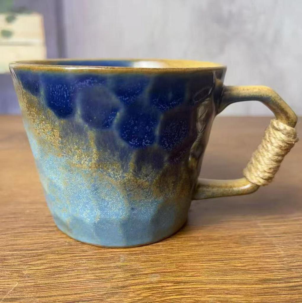 Irregular Retro Ceramic Coffee Mug - Unique Kiln-Changed Design