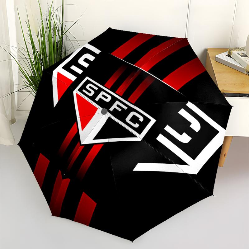 Автоматический зонт с принтом логотипа São Paulo FC, 8 спиц, железный каркас, пластиковая ручка, подходит для путешествий на открытом воздухе и на каждый день, идеальный подарок