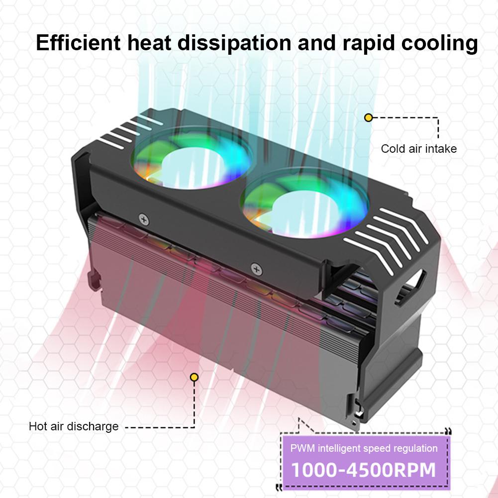 Компьютерный модуль оперативной памяти, кулер для ПК DDR4, DDR5, двойной 120-мм вентилятор, вентиляторы с синхронизацией ARGB и ШИМ, алюминиевый охлаждающий радиатор RGB для DDR4 DDR5