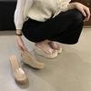 Slope Heel Cool Slippers Women's Outer Wear Sponge Cake Hemp Rope Thick-soled Transparent Sandals Waterproof Table High Heels