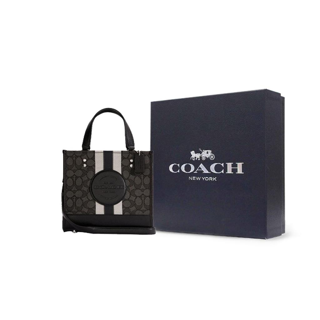 Coach Сумка-тоут Dempsey 22 Classic Logo из канваса и кожи Женская тоут Дымно-черная C7083-SVRT6