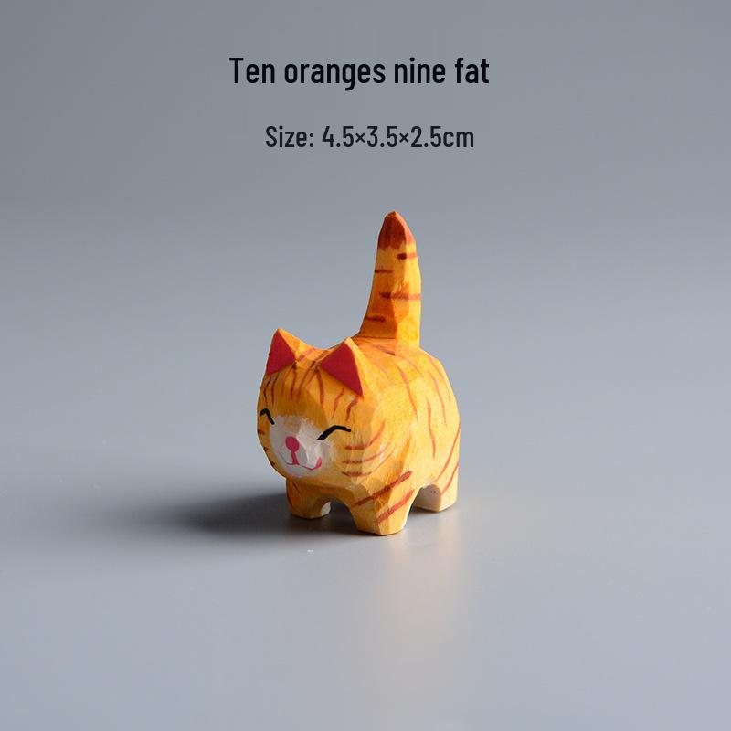 Деревянные брелоки для ключей в виде кошек ручной работы: Маленькие оранжевые и серые подвески-рюкзаки в виде кошек