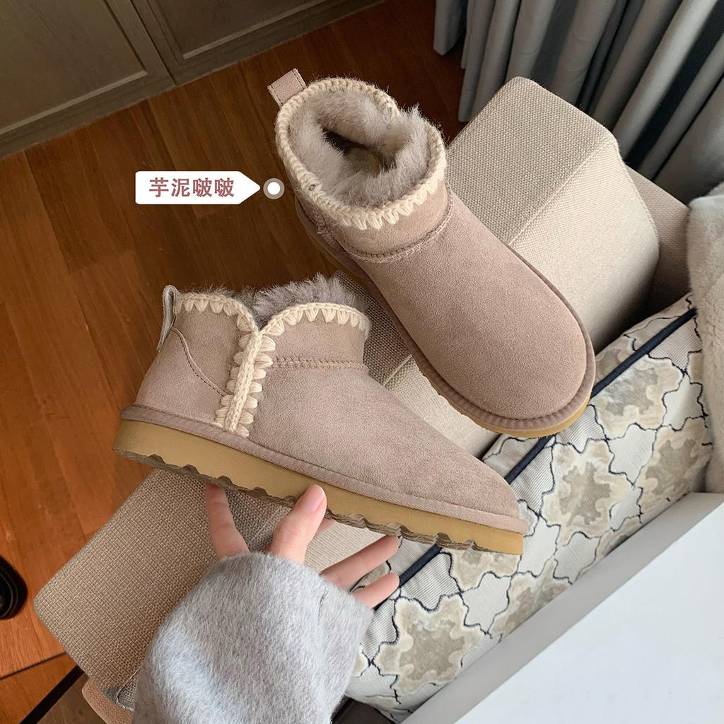 2024 Winter Grape Mother Studiolee Platform Bread Warm Cotton Shoes with Fleece Fur Integrated Snow Boots Women