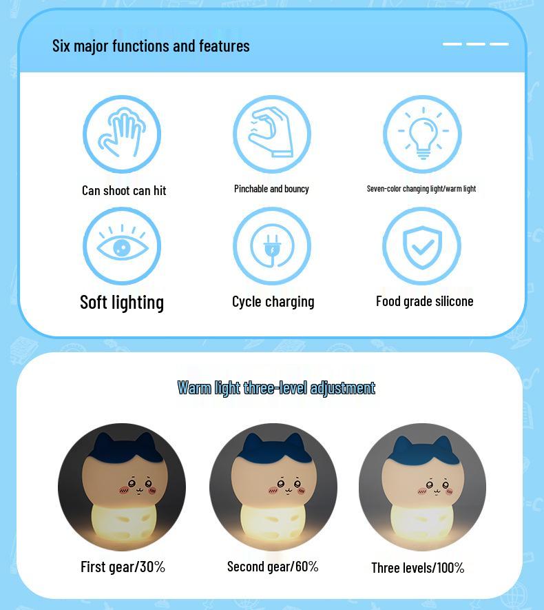 Chiikawa Hachiikawa Night Light: Creative Sleep Companion Tap Light for Girls
