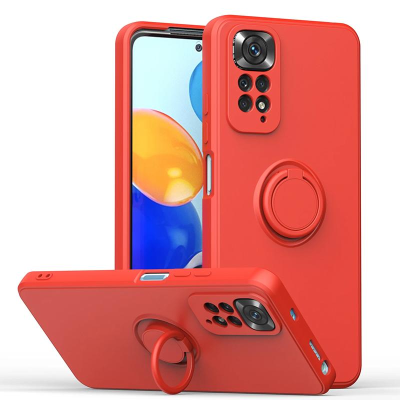 Жидкий силиконовый чехол со кольцом-держателем для Redmi Note 12 Pro 11 10 S 9S 9, противоударная задняя крышка для Xiaomi 11T 12T Pro Lite