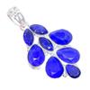 Blue Sapphire Gemstone 925 Sterling Silver Jewelry Pendant 2.2" AH-3395