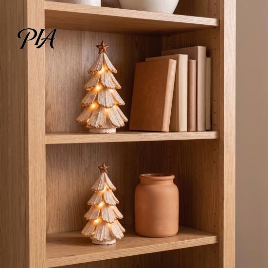 Рождественские украшения в ретро-стиле, Винтажная фигурка рождественской елки со светом, Светящаяся центральная композиция для стола с светодиодной подсветкой для дома, Праздничные