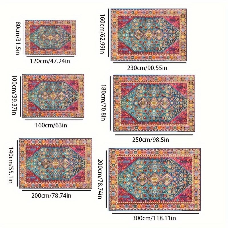 Ultra-Soft Persian Print Area Rug - Non-Slip, Machine Washable for Living Room Bedroom Decor Thickness