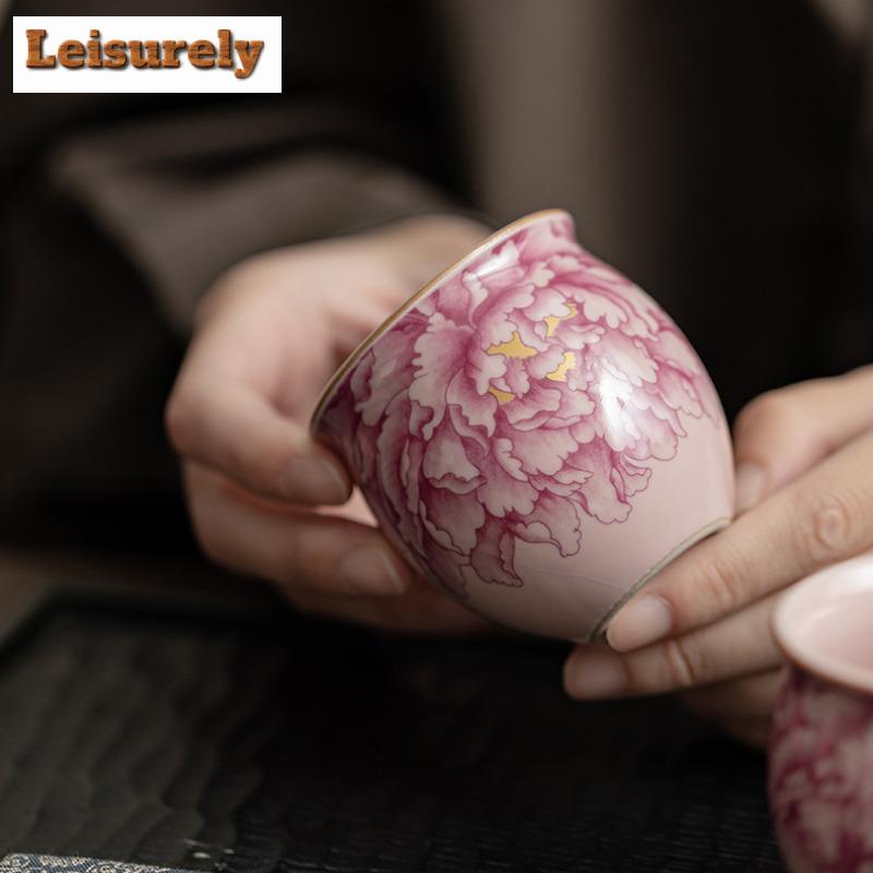 2 шт./лот старинная фарфоровая чайная чашка с порошковым узором Ru Kiln, чашка для яиц, дегустационная чайная чаша, чайный набор Kung Fu, 90 мл