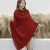 Turtleneck Pullovers Tassel Knitwears Women Tops Casual Loose Knitted Sweater Women Korean Fashion Woman Cape Long Shawl Solid Winter Clothes 28271