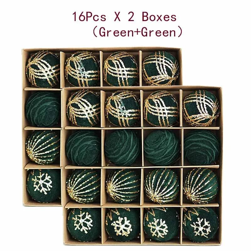 24pcs Wine Red Christmas Ball Ornaments Flocking Christmas Tree Party Decoration New Year Christmas Spheres Pendant Balls