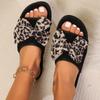 Модная женская обувь, новые женские тапочки с открытым носком, осенние тапочки с леопардовым принтом и галстуком-бабочкой, разноцветные, удобные повседневные тапочки на плоской подошве