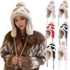 New Women Cute Plush Winter Hat Love Print Pompoms Beanie Hats Lovely Ear Protection Cap For Girls
