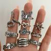 Очаровательное винтажное открытое кольцо для мужчин и женщин, кольца со змеей, звездой, совой и бабочкой, серебряные кольца в стиле панк, готический тренд, ювелирные изделия унисекс