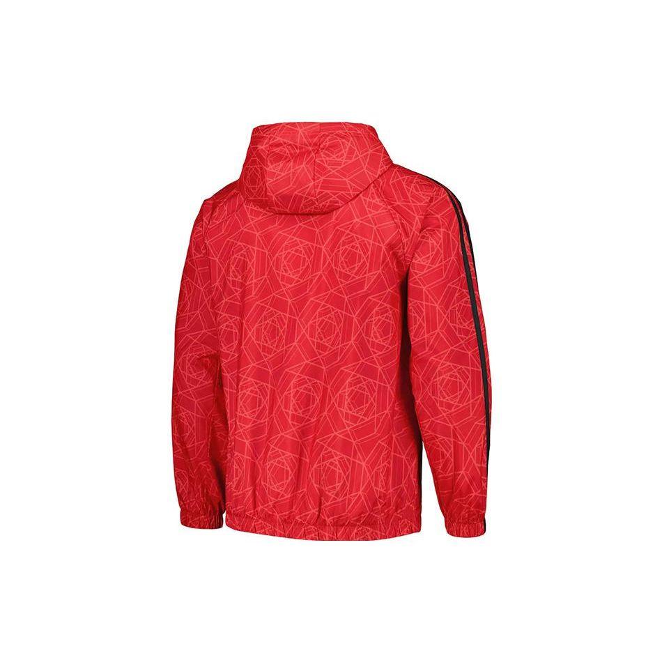 Adidas Куртка с капюшоном в полоску и логотипом, мужская верхняя одежда, красный IA8527