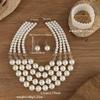 Wedding Jewelry Set Fashion Elegant Crystal Imitation Pearl Multi-layer Handmade Beaded Bib Necklace Earrings Bracelet For Women