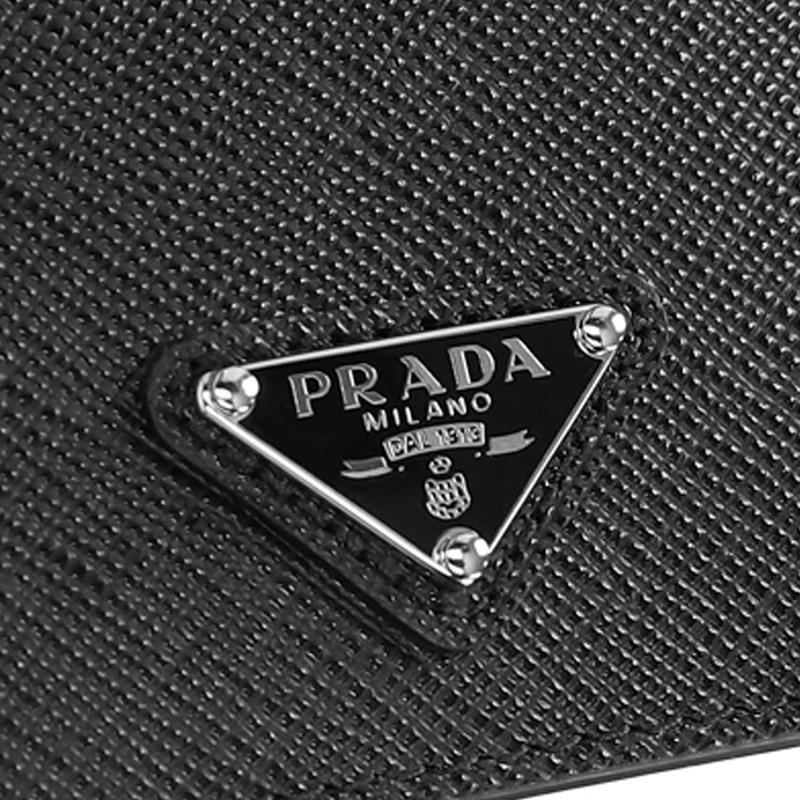 Prada Saffiano металлический треугольный логотип шесть слотов для карт кожаный держатель для карт женский черный